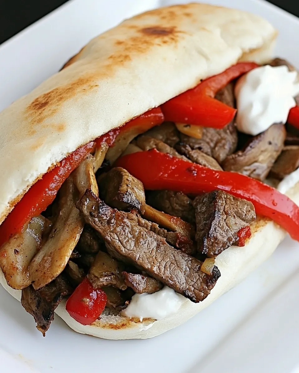 Easy Mushroom and Steak Fajita Sandwiches recipe photo