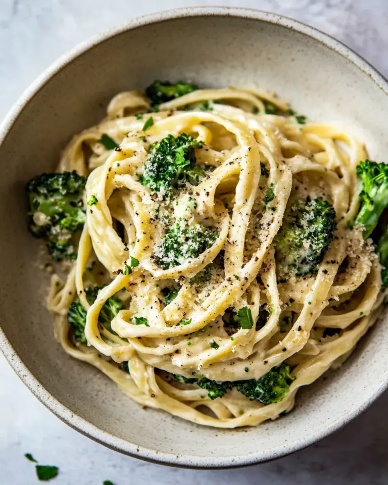 homemade No-Guilt Broccoli Fettuccine Alfredo. photo