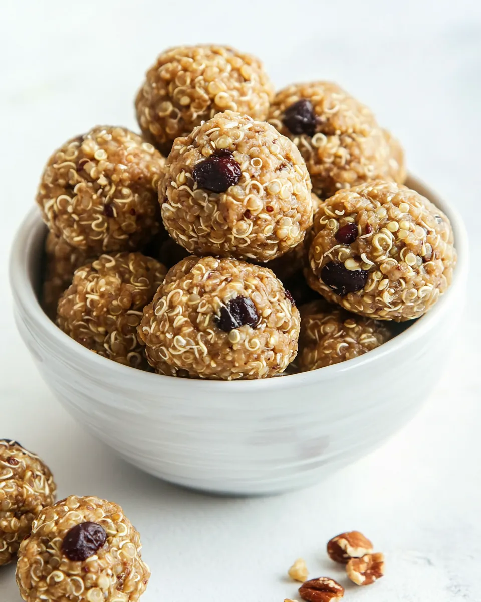 delicious No Bake Peanut Butter Quinoa Energy Balls shot