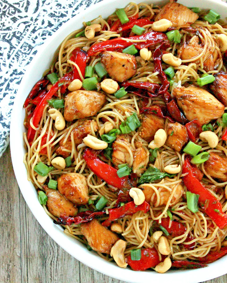 Homemade OLD Kung Pao Chicken Noodle Stir Fry recipe photo