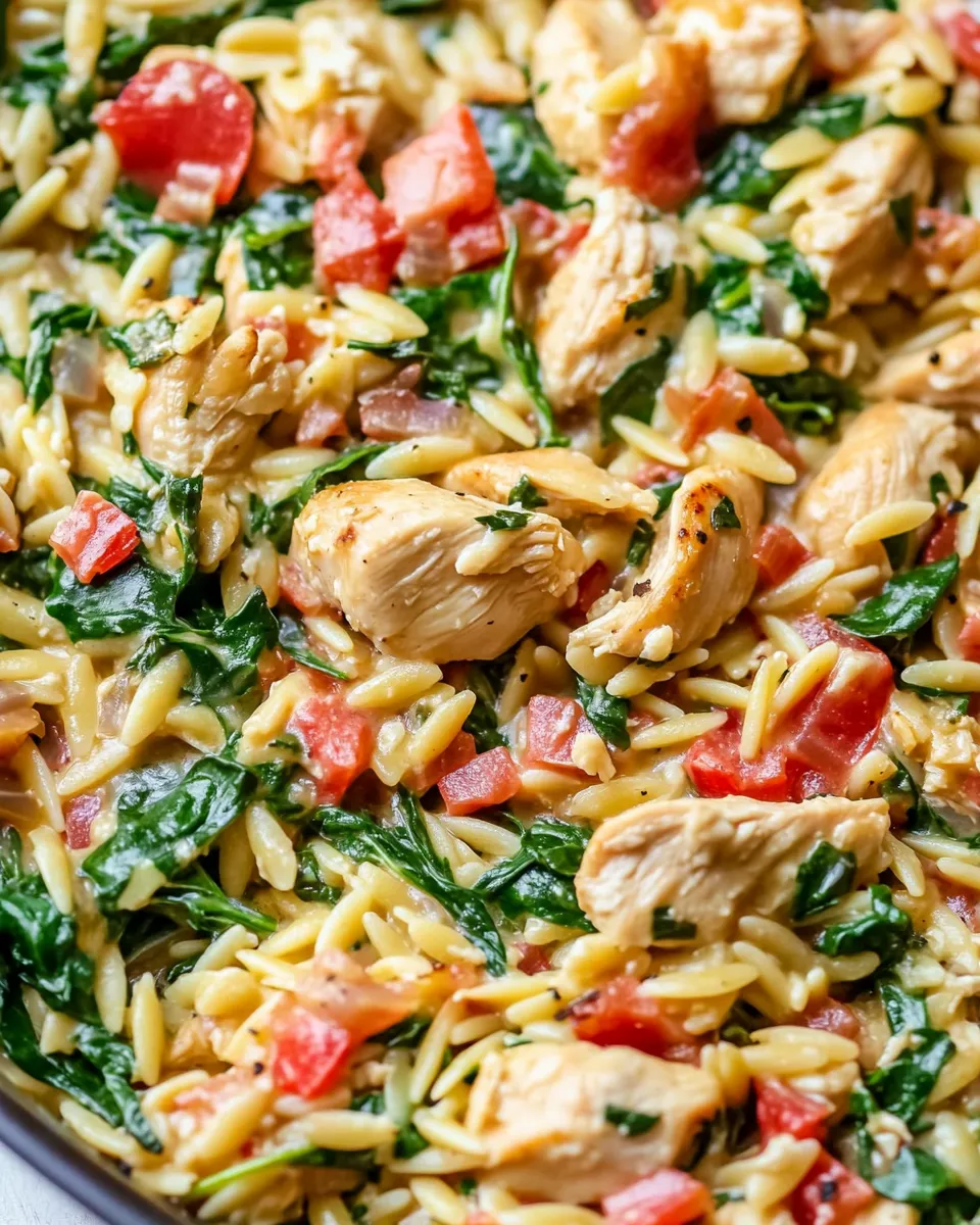 Delicious One-Pan Chicken and Spinach Orzo shot