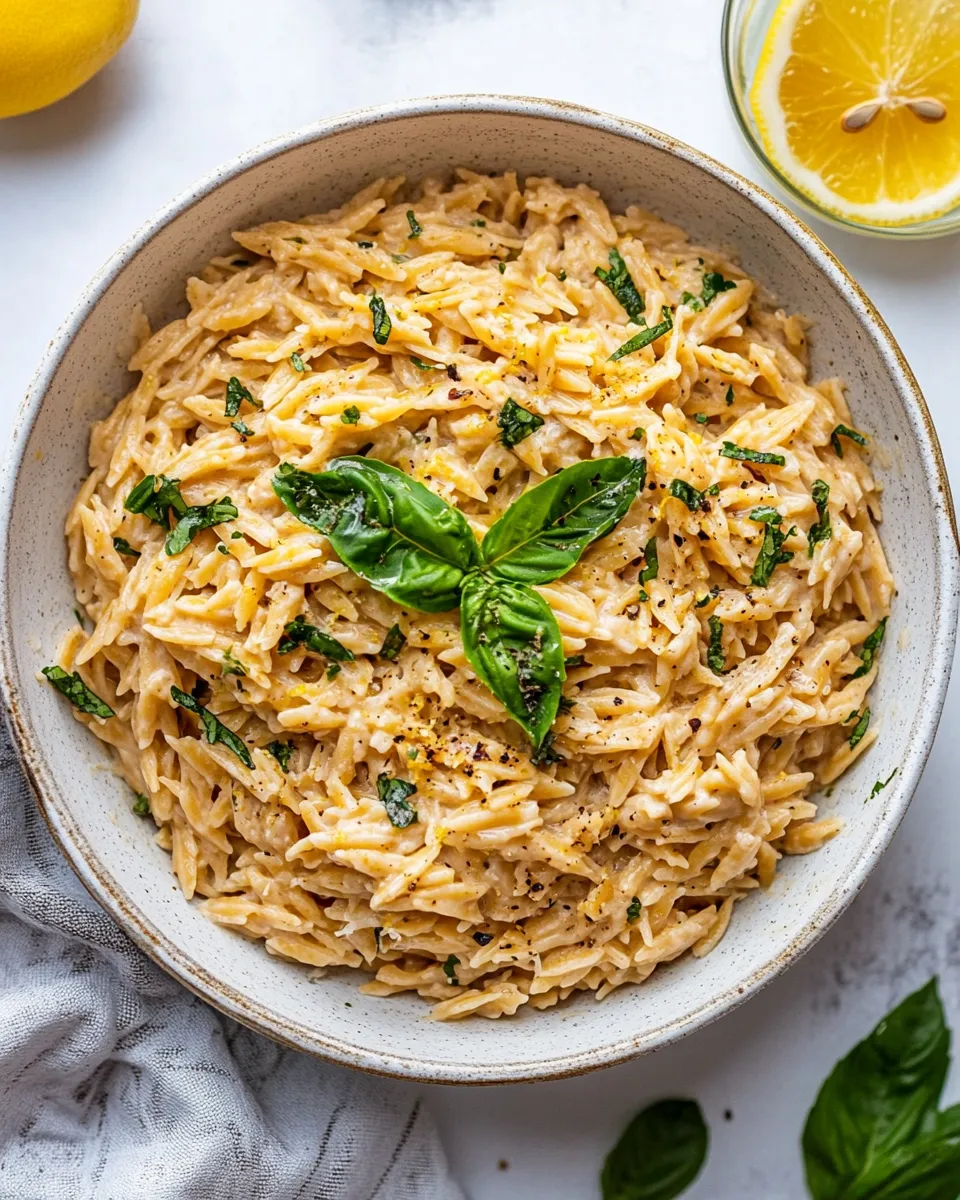 Delicious One-Pan Creamy Lemon Orzo shot