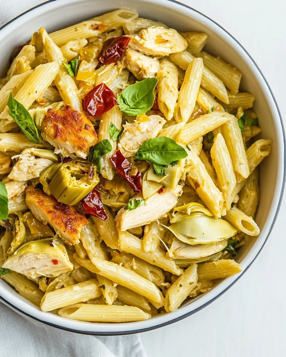 Easy One-Pot Chicken Artichoke Penne recipe photo
