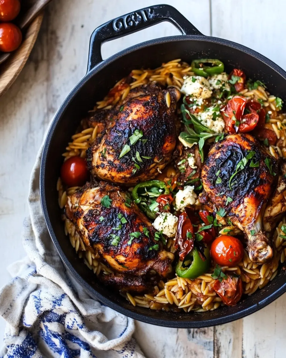 classic One-Pot Greek Oregano Chicken and Orzo with Tomatoes in Garlic Oil image
