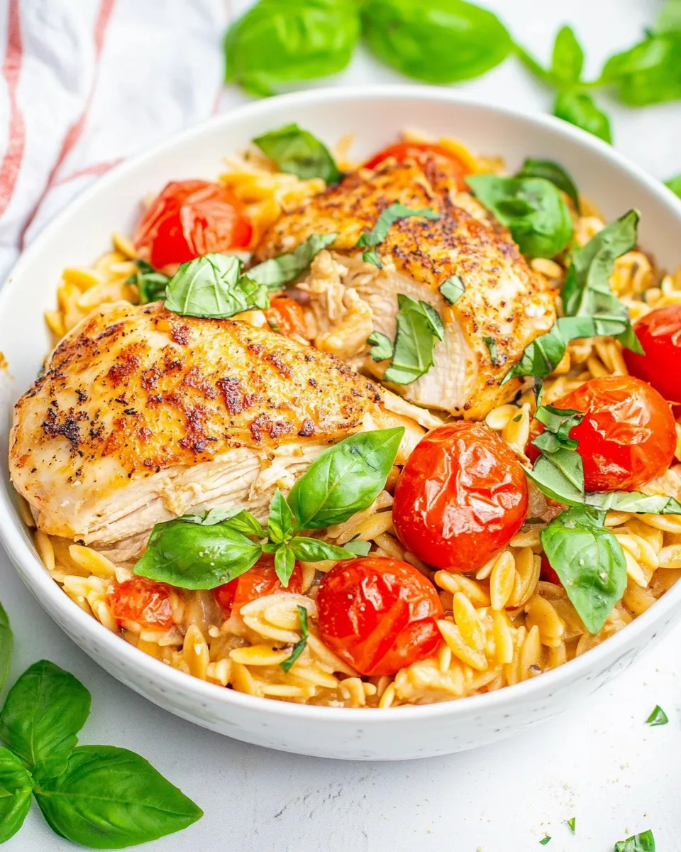 Delicious One-Pot Italian Chicken and Orzo shot