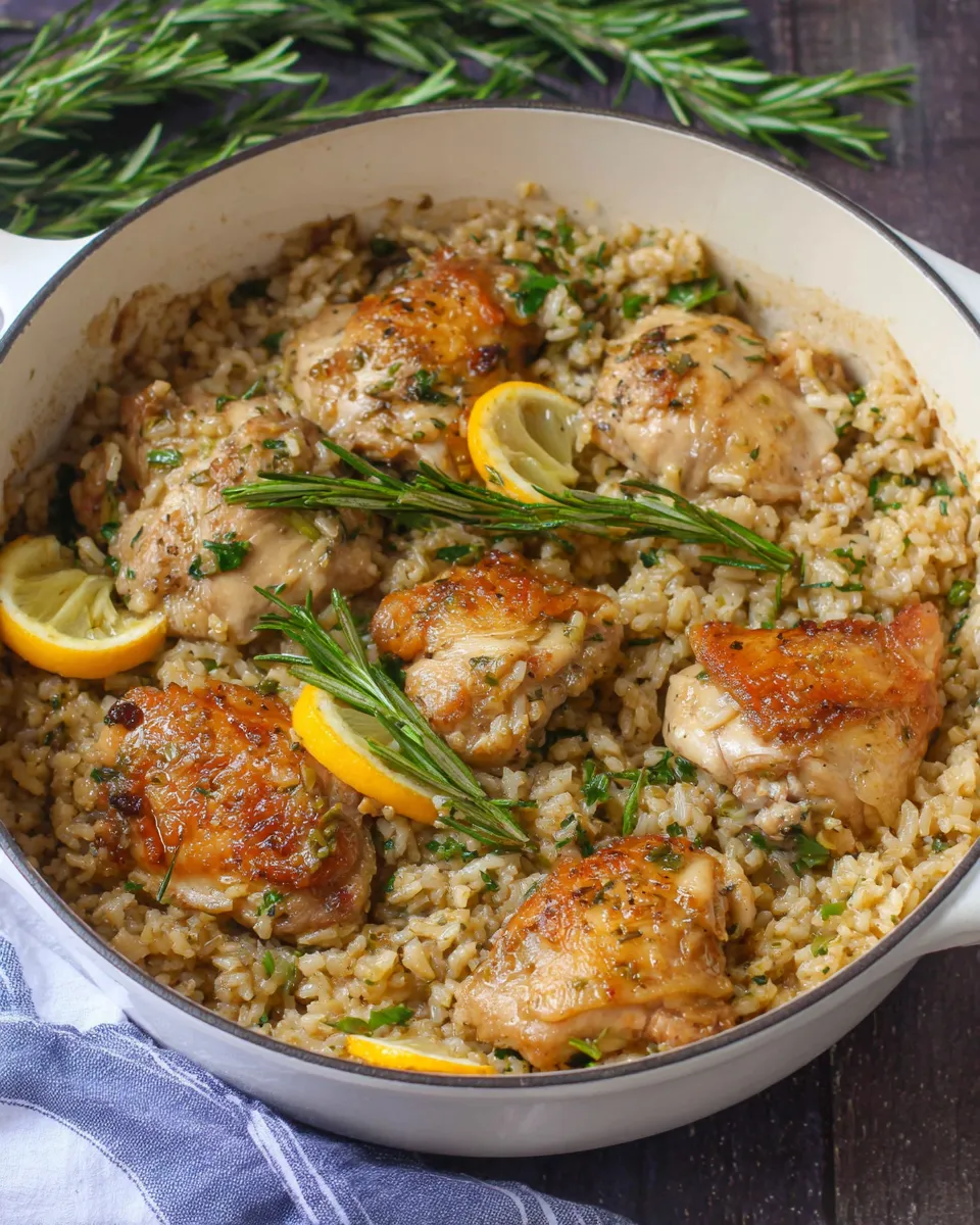 Classic One-Pot Lemon Garlic Rosemary Chicken and Rice dish photo