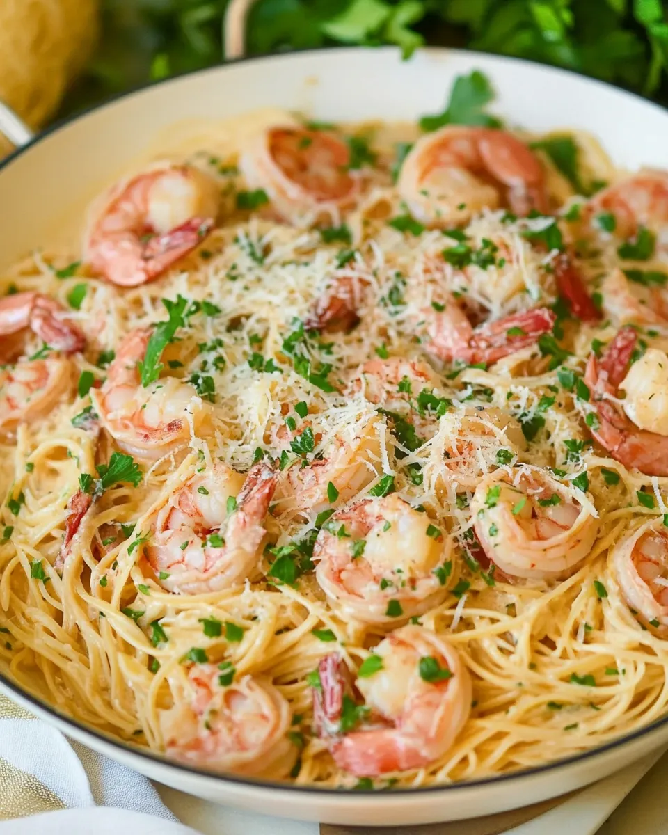 delicious One Pan Creamy Parmesan Linguine with Shrimp dish photo
