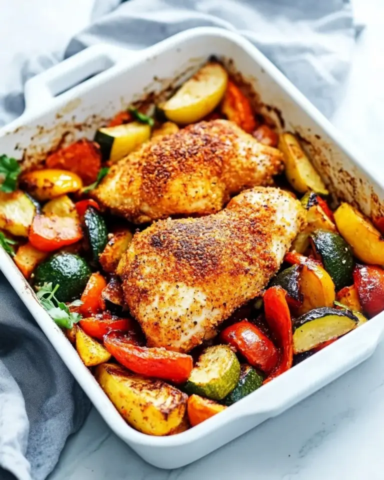 homemade One Pan Crispy Parmesan Paprika Chicken with Vegetables photo