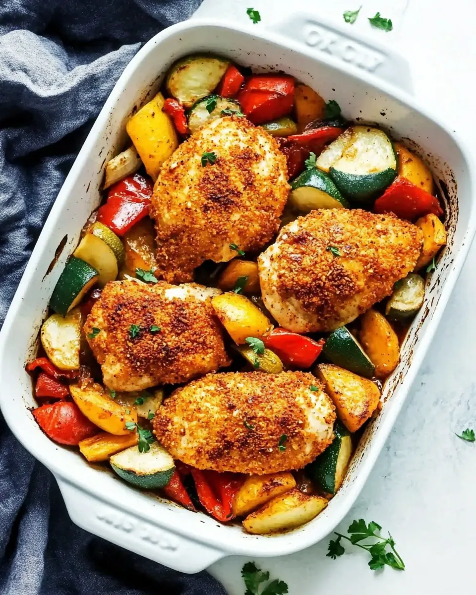classic One Pan Crispy Parmesan Paprika Chicken with Vegetables image