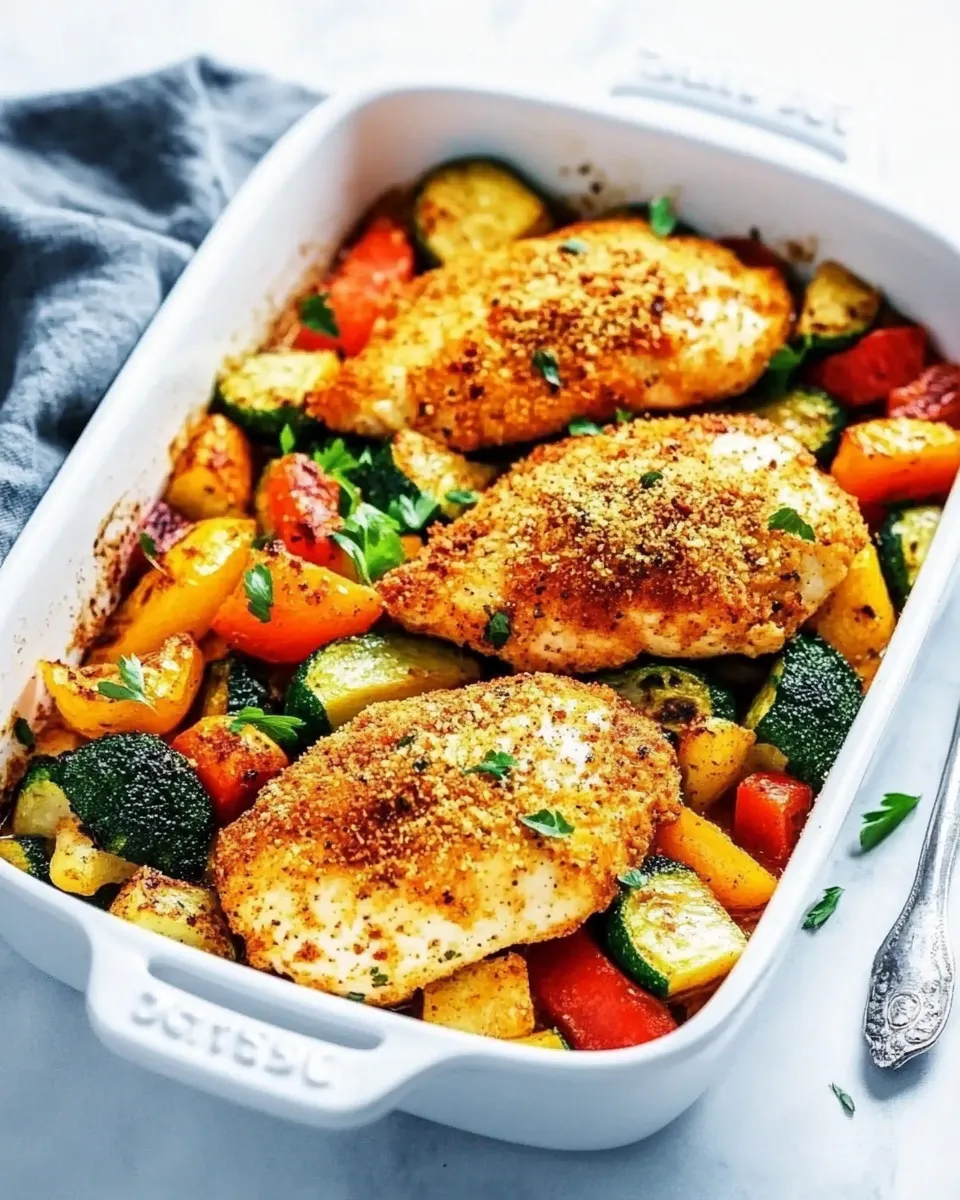 easy One Pan Crispy Parmesan Paprika Chicken with Vegetables recipe photo