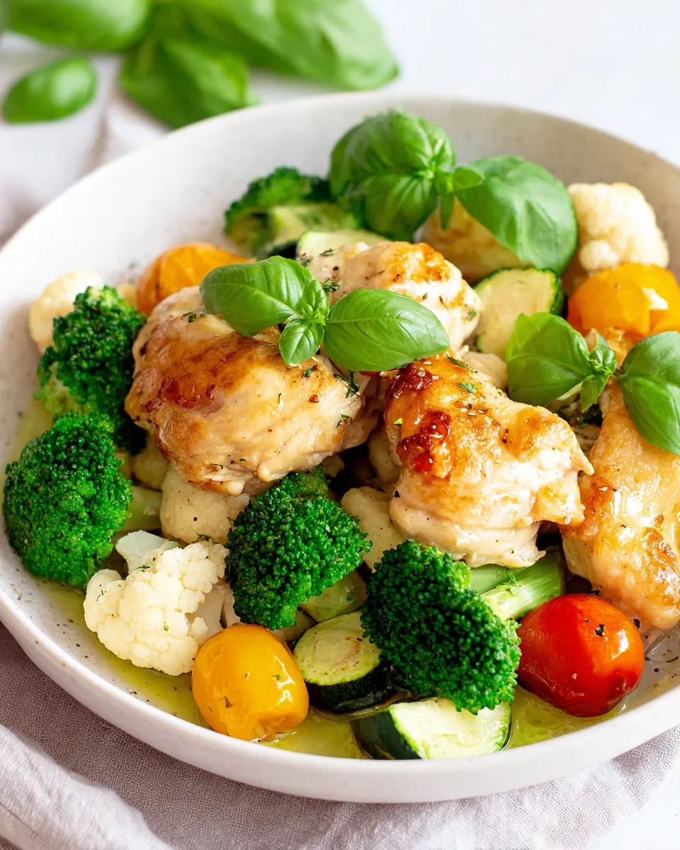 Delicious One Pan Garlic Chicken and Veggies food shot
