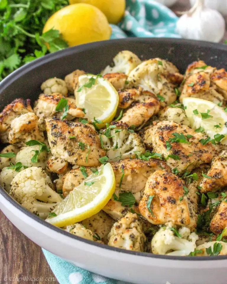 Homemade One Pan Greek Chicken and Cauliflower photo