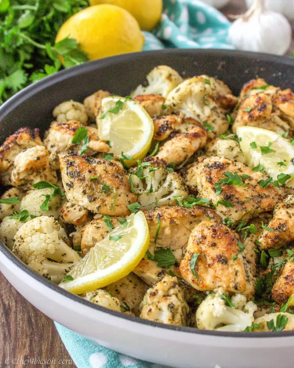 Homemade One Pan Greek Chicken and Cauliflower photo