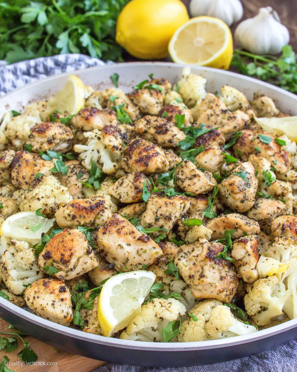 Easy One Pan Greek Chicken and Cauliflower recipe photo