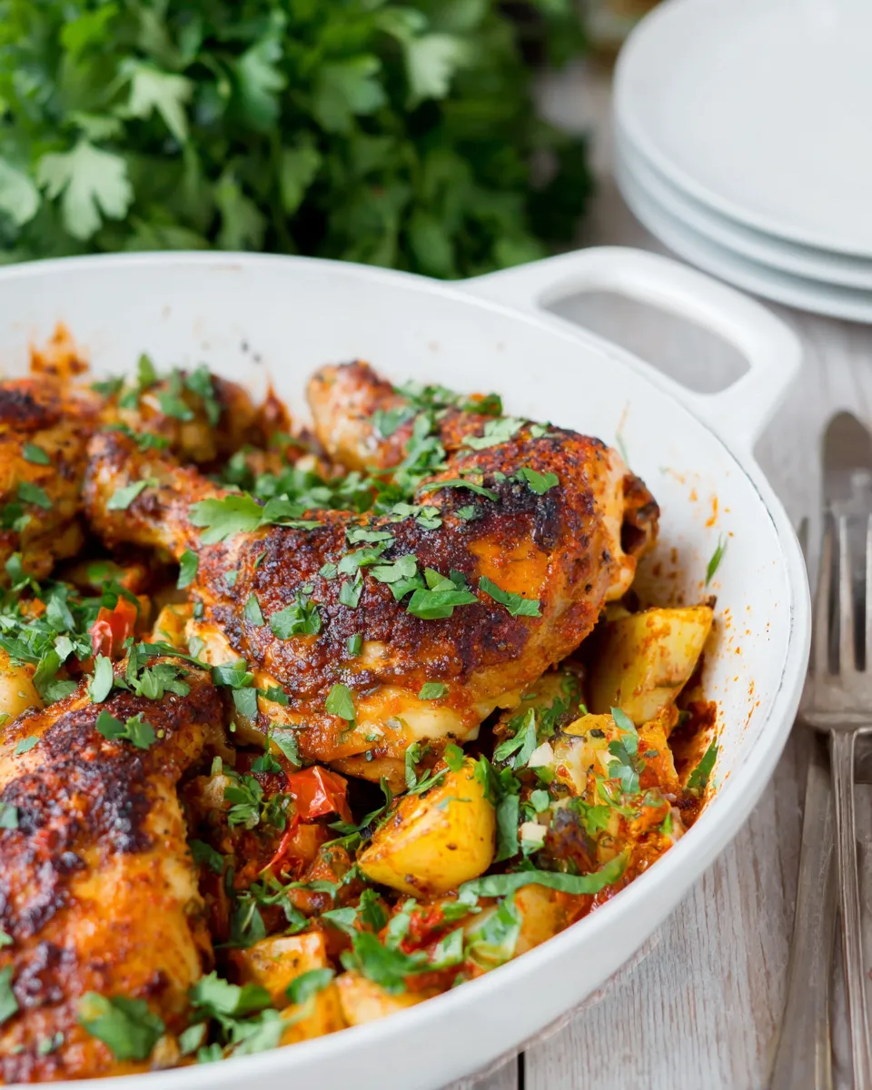 Classic One Pan Harissa Chicken dish photo