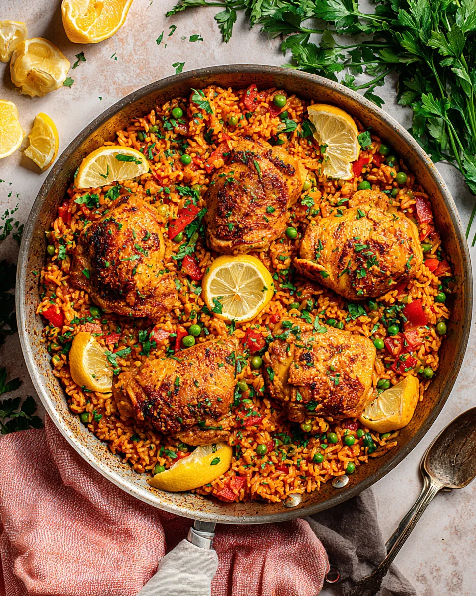 Easy One Pan Spanish Chicken and Rice food shot