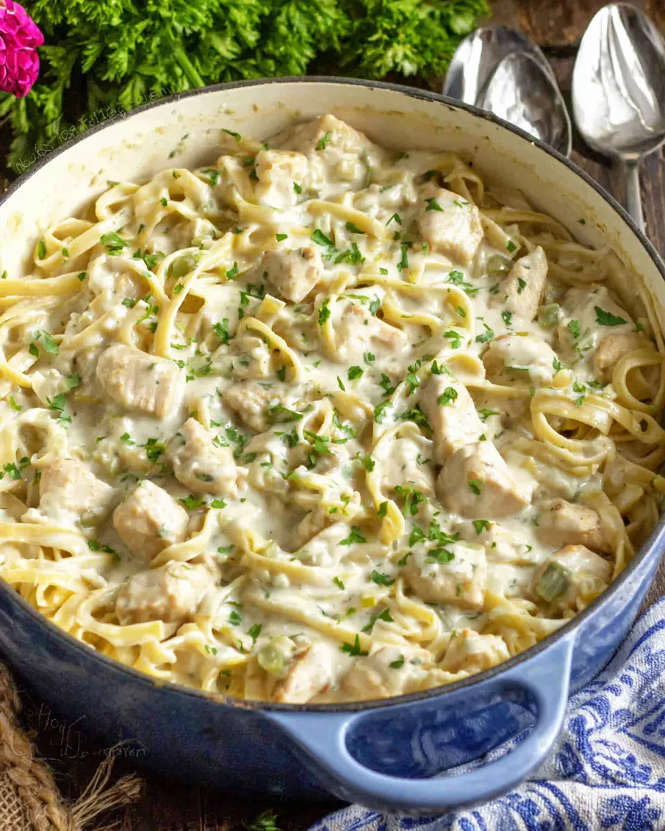 Delicious One Pot Chicken Alfredo food shot