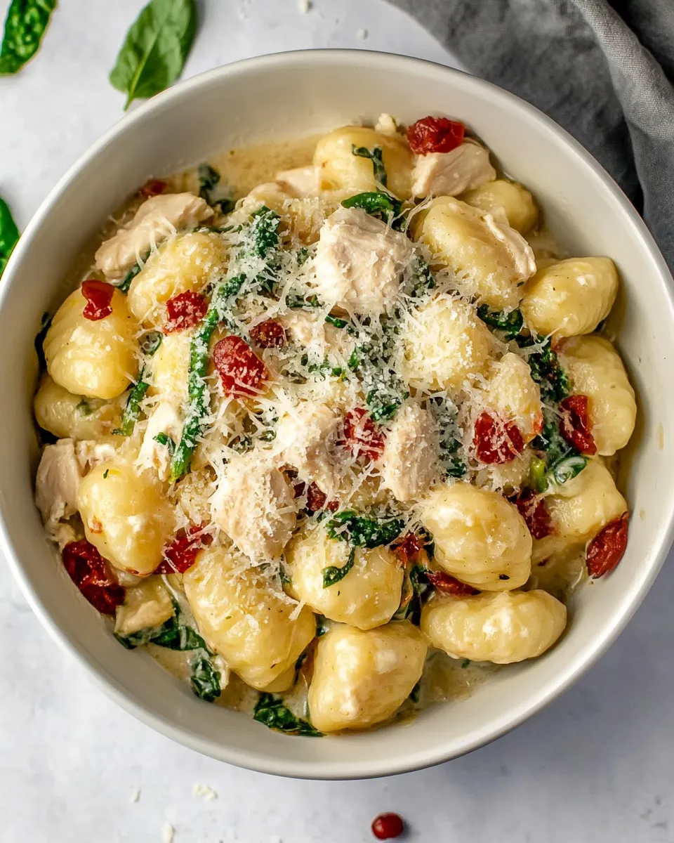 Delicious One Pot Chicken Florentine Gnocchi plate image
