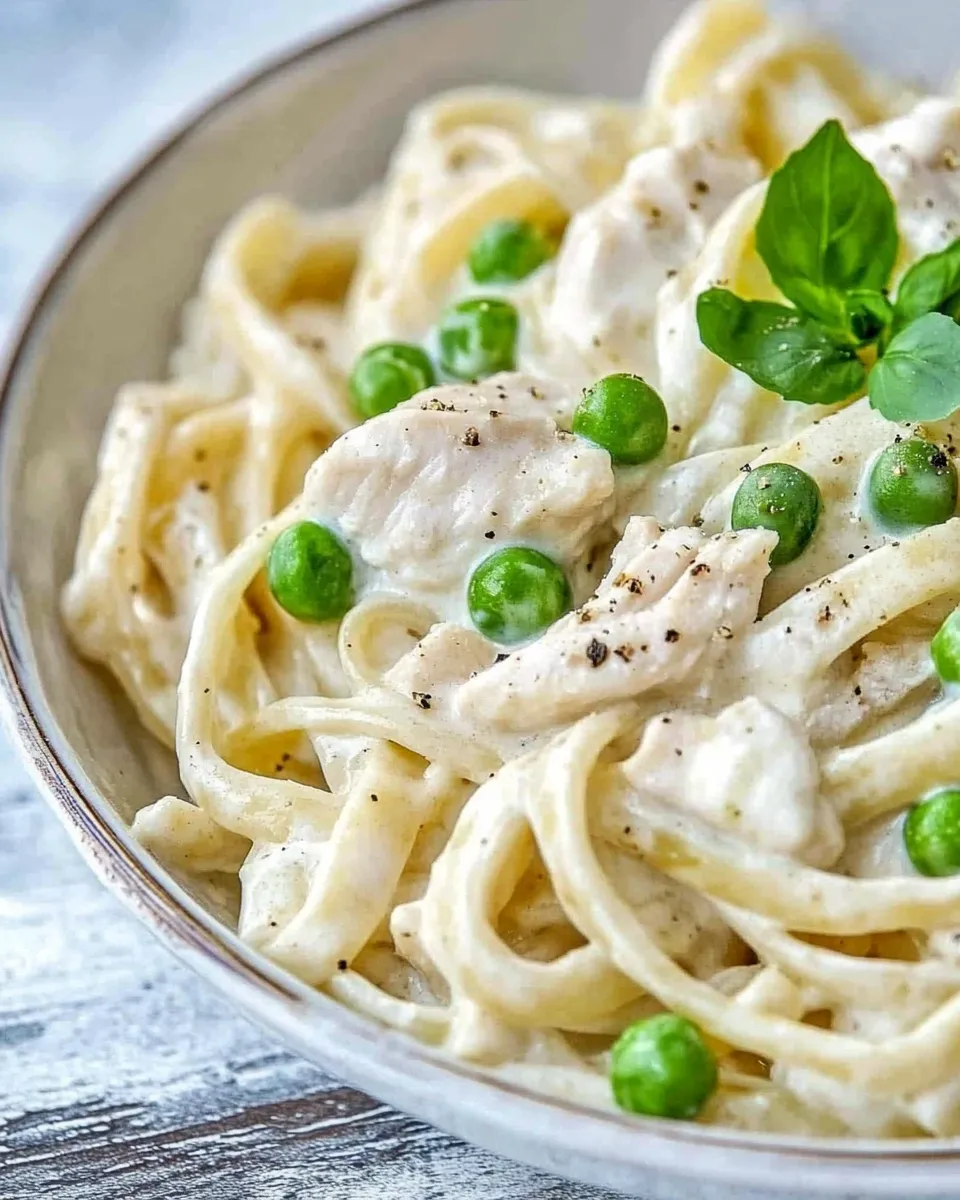 classic One Pot Chicken and Peas Fettuccine Alfredo image