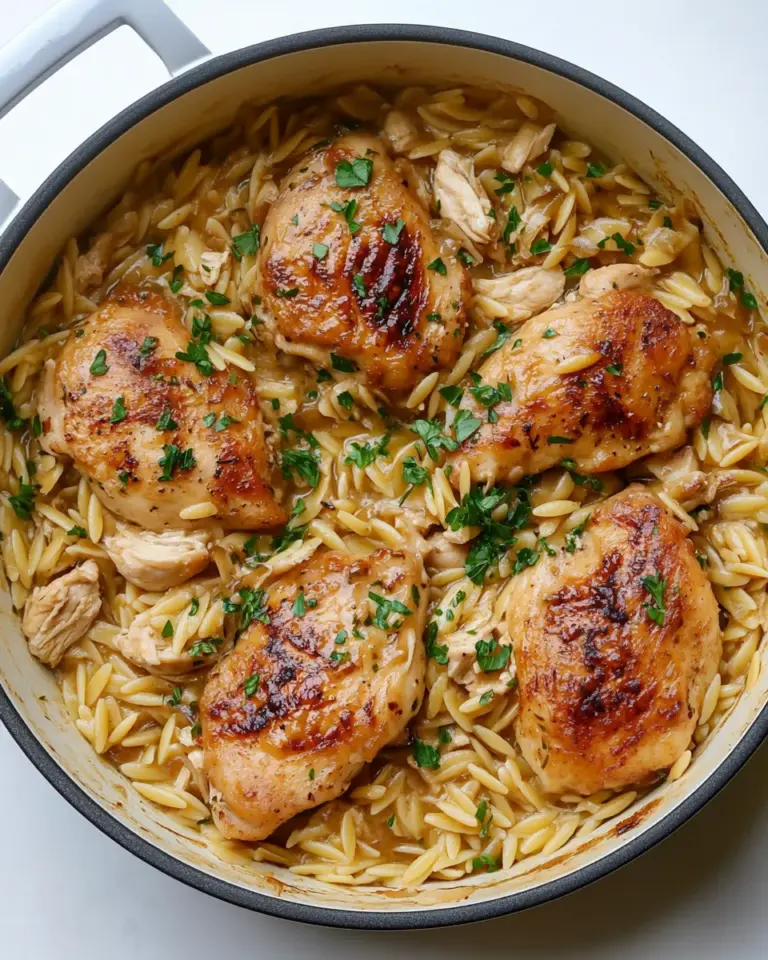 homemade One Pot Garlic Butter Chicken Orzo. recipe photo