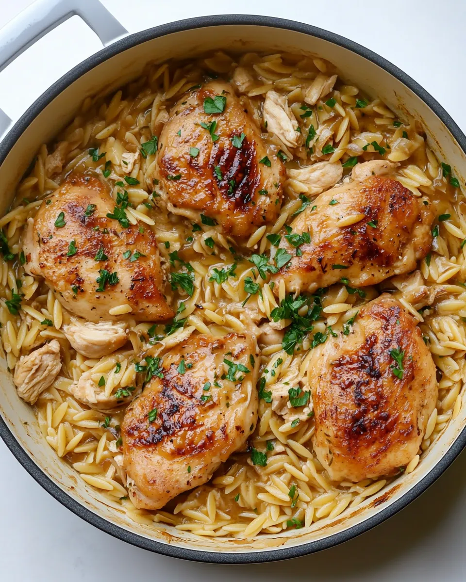 homemade One Pot Garlic Butter Chicken Orzo. recipe photo
