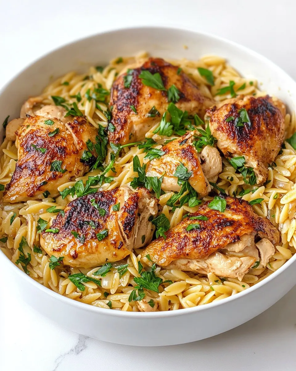 classic One Pot Garlic Butter Chicken Orzo. dish photo