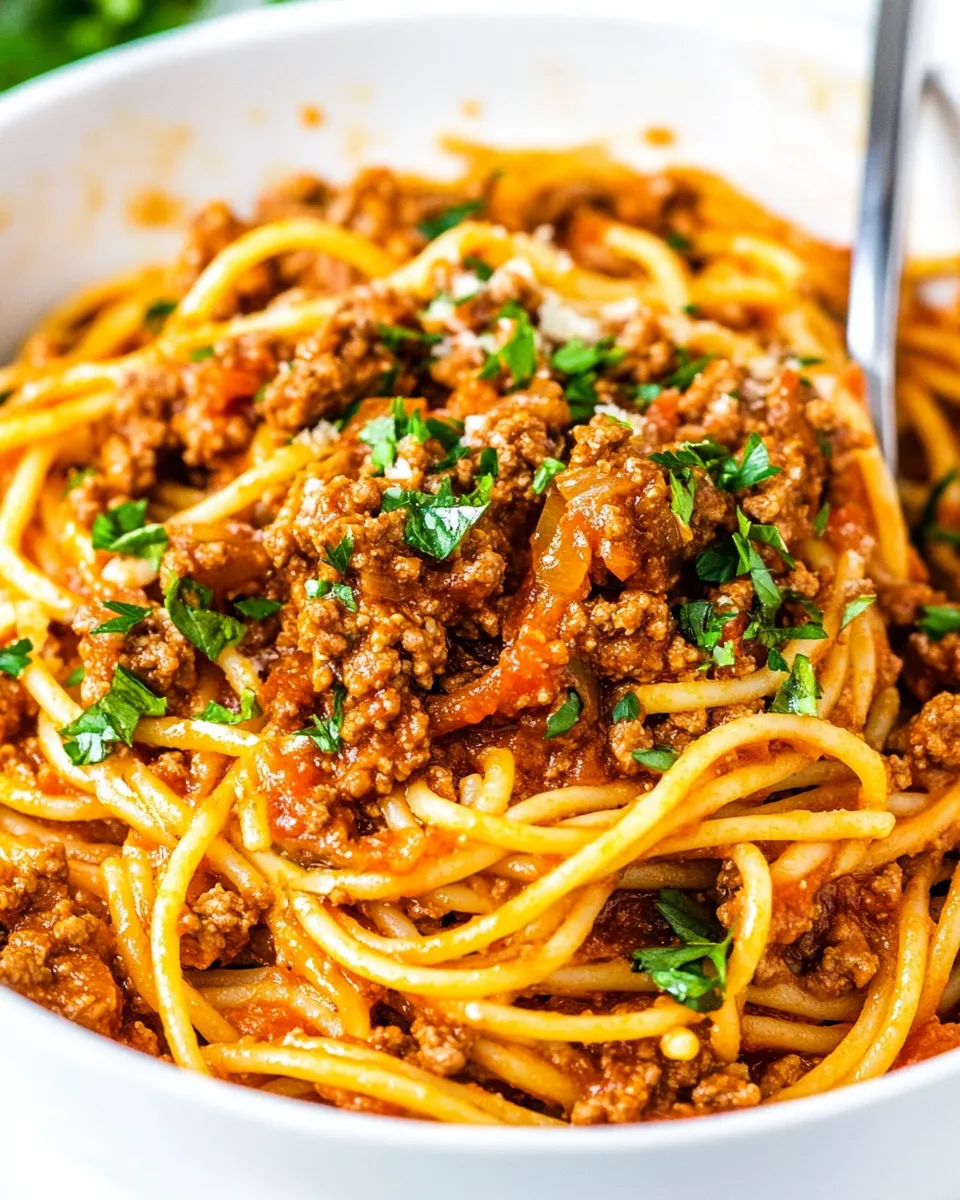 homemade One Pot Ground Turkey Spaghetti photo