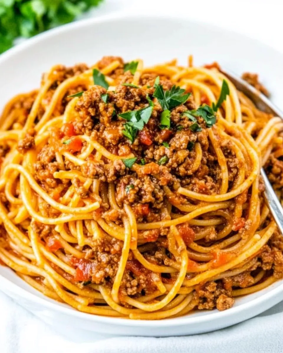 delicious One Pot Ground Turkey Spaghetti shot