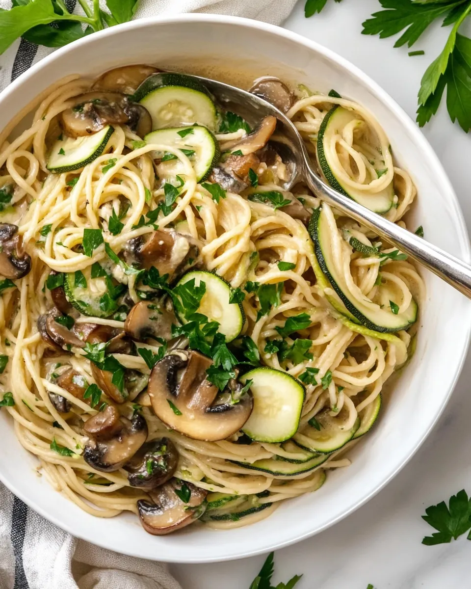 easy One Pot Zucchini and Mushroom Spaghetti picture