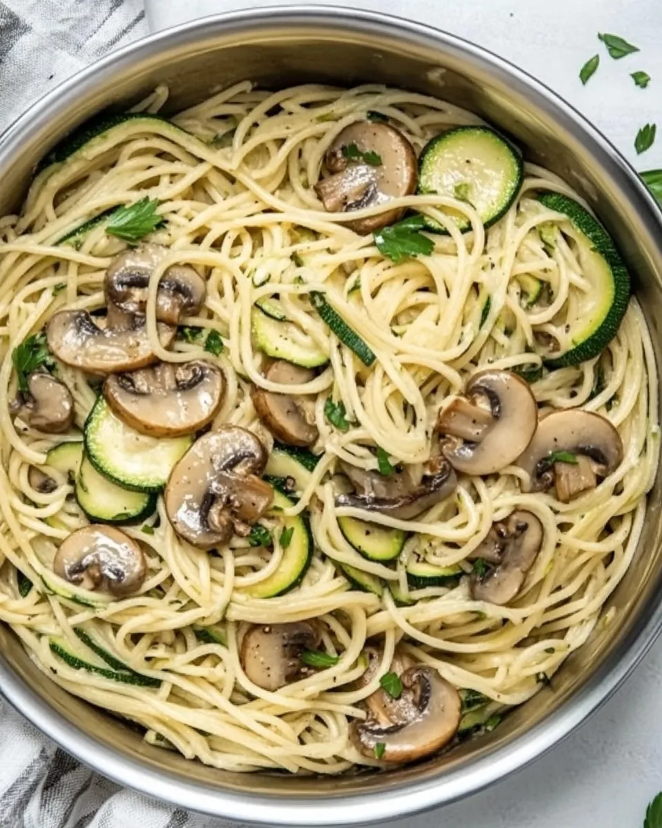 delicious One Pot Zucchini and Mushroom Spaghetti shot