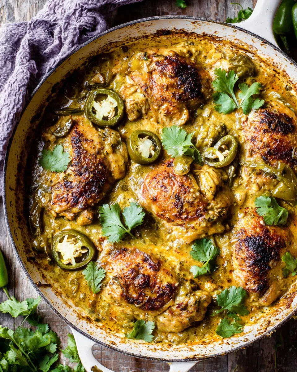 Homemade One Skillet Cheesy Green Chile Chicken photo