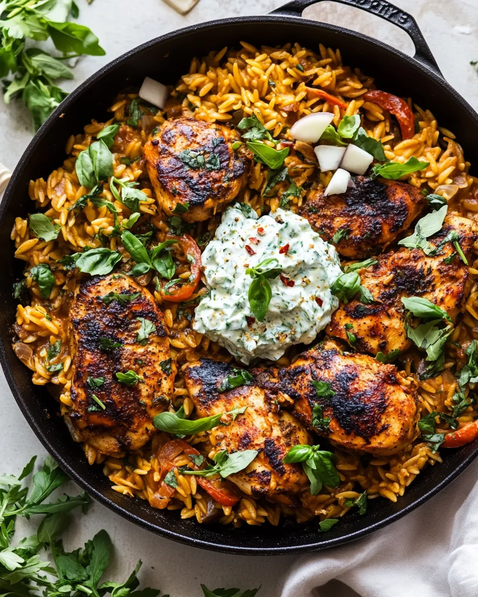 classic One Skillet Chicken Tzatziki and Orzo. image