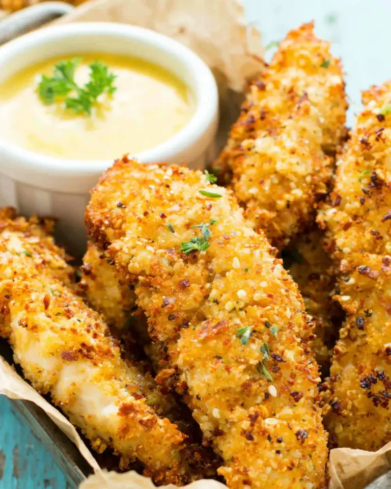 Homemade Oven Baked Crispy Pretzel Coated Chicken Fingers photo