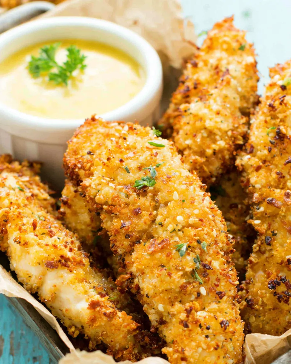 Homemade Oven Baked Crispy Pretzel Coated Chicken Fingers photo