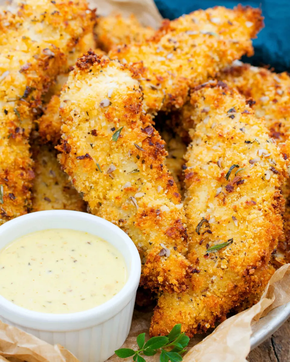 Easy Oven Baked Crispy Pretzel Coated Chicken Fingers recipe photo