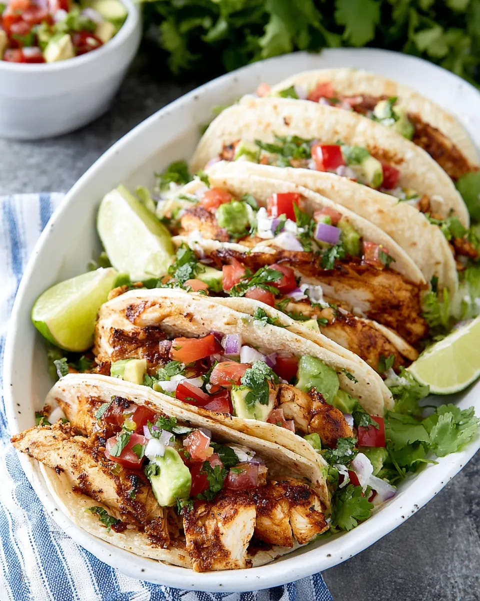 Delicious Oven Roasted Chicken Tacos plate image