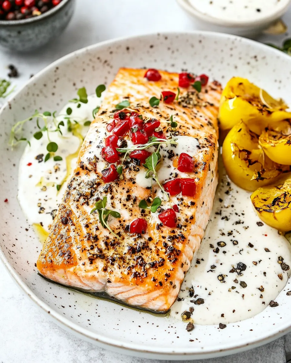 Homemade Oven Roasted Salmon with Pink Peppercorn Sauce photo