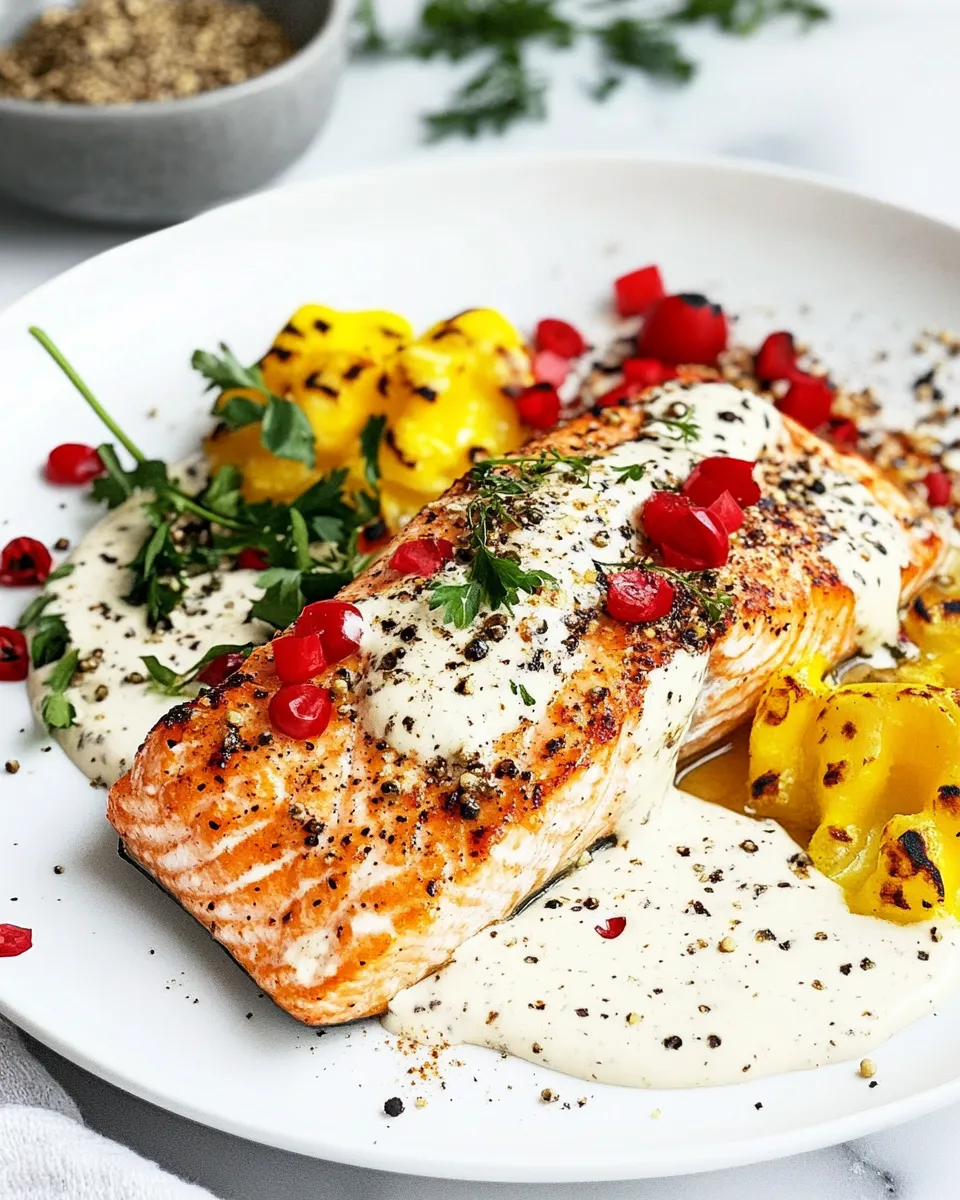 Classic Oven Roasted Salmon with Pink Peppercorn Sauce image