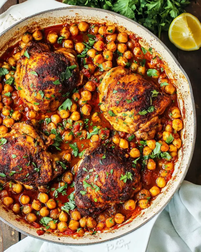 Homemade Pan Seared Chicken with Harissa Chickpeas Recipe photo