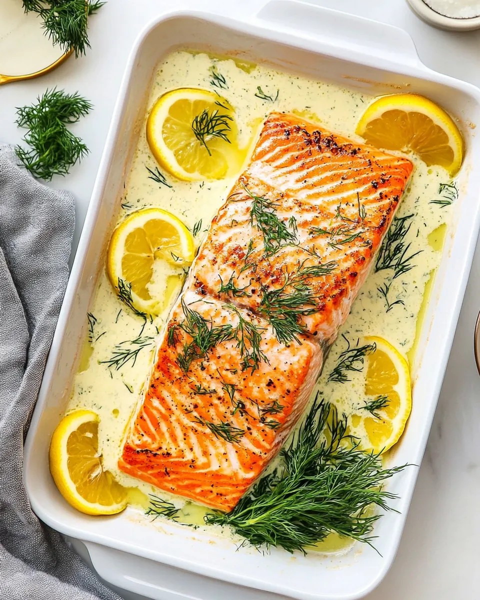 Delicious Pan Seared Salmon With Creamy Lemon Dill Sauce dish photo