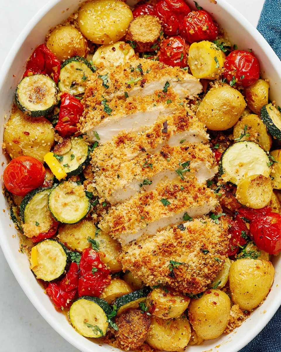 Easy Parmesan Chicken & Veggie Bake recipe image