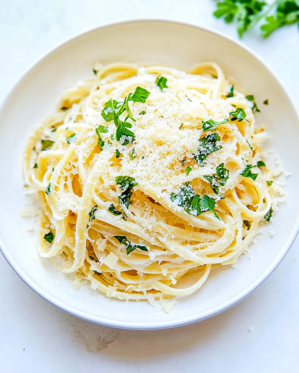 Delicious Parmesan Garlic Linguine Pasta shot