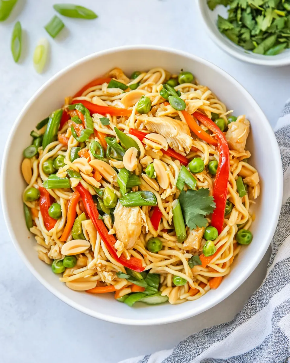 Delicious Peanut Chicken and Noodles plate image
