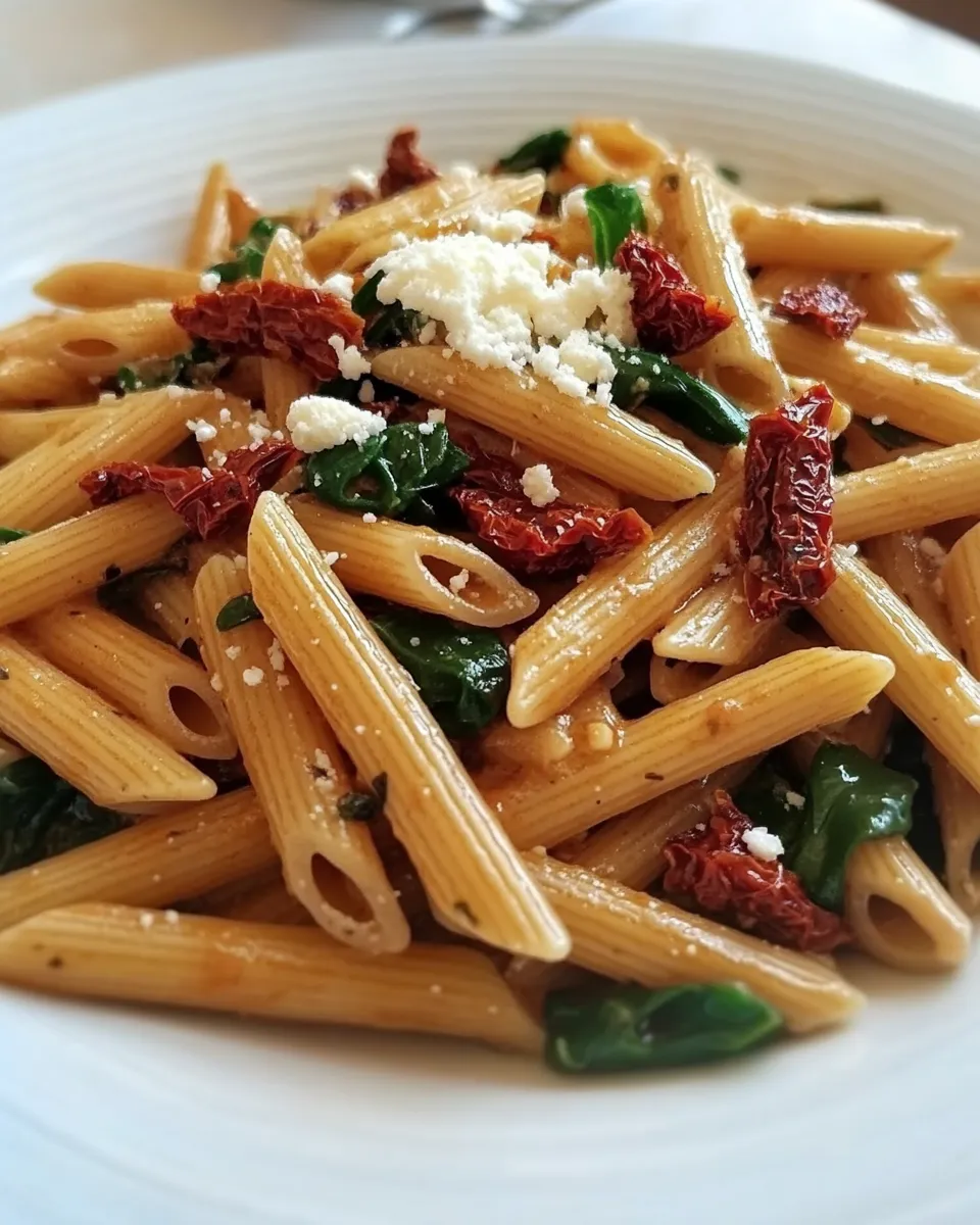 delicious Penne Mediterranean with Sun-dried Tomatoes dish photo