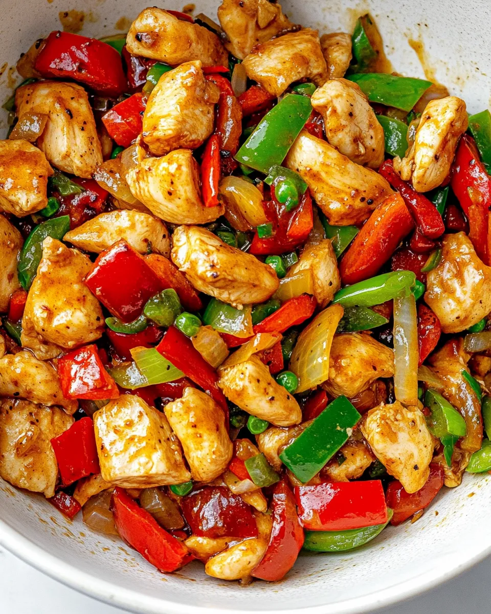 Delicious Pepper Chicken Stir Fry plate image