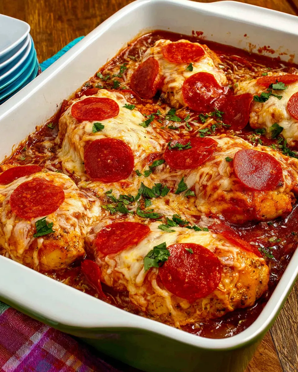 Delicious Pepperoni Pizza Chicken Bake dish photo