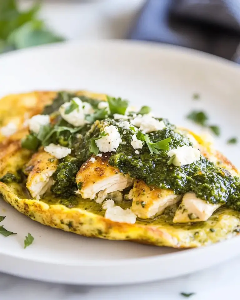 Homemade Pesto Chicken Omelette photo