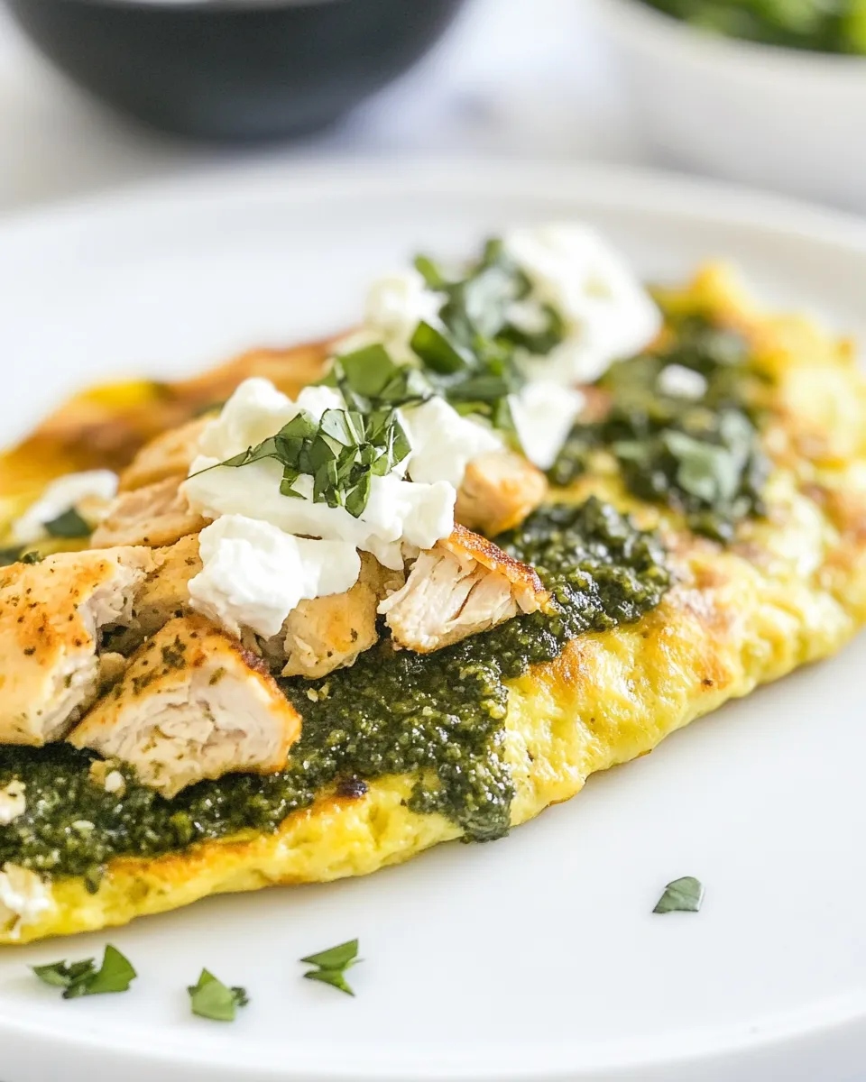 Easy Pesto Chicken Omelette recipe photo