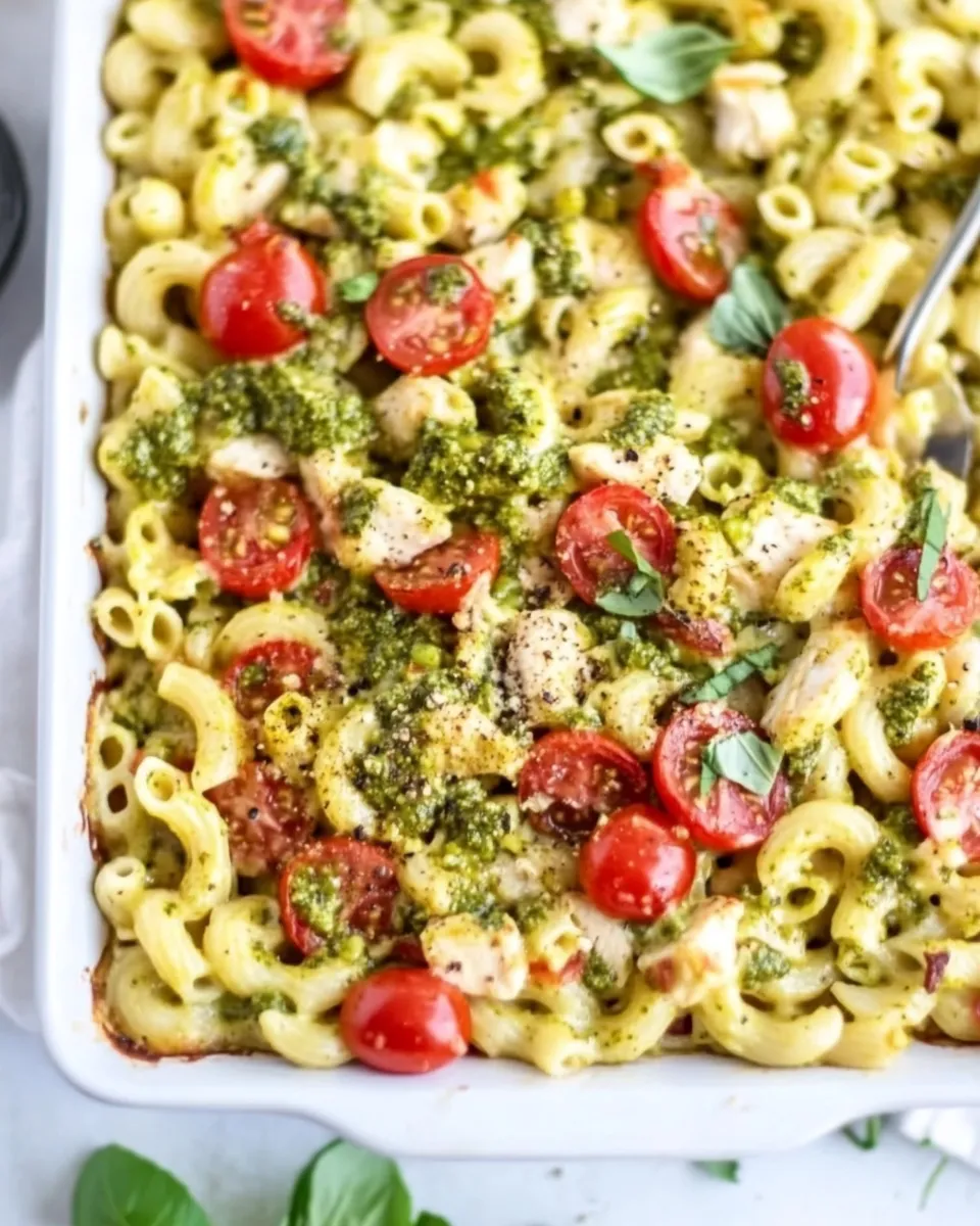 Delicious Pesto Chicken Pasta Bake dish photo
