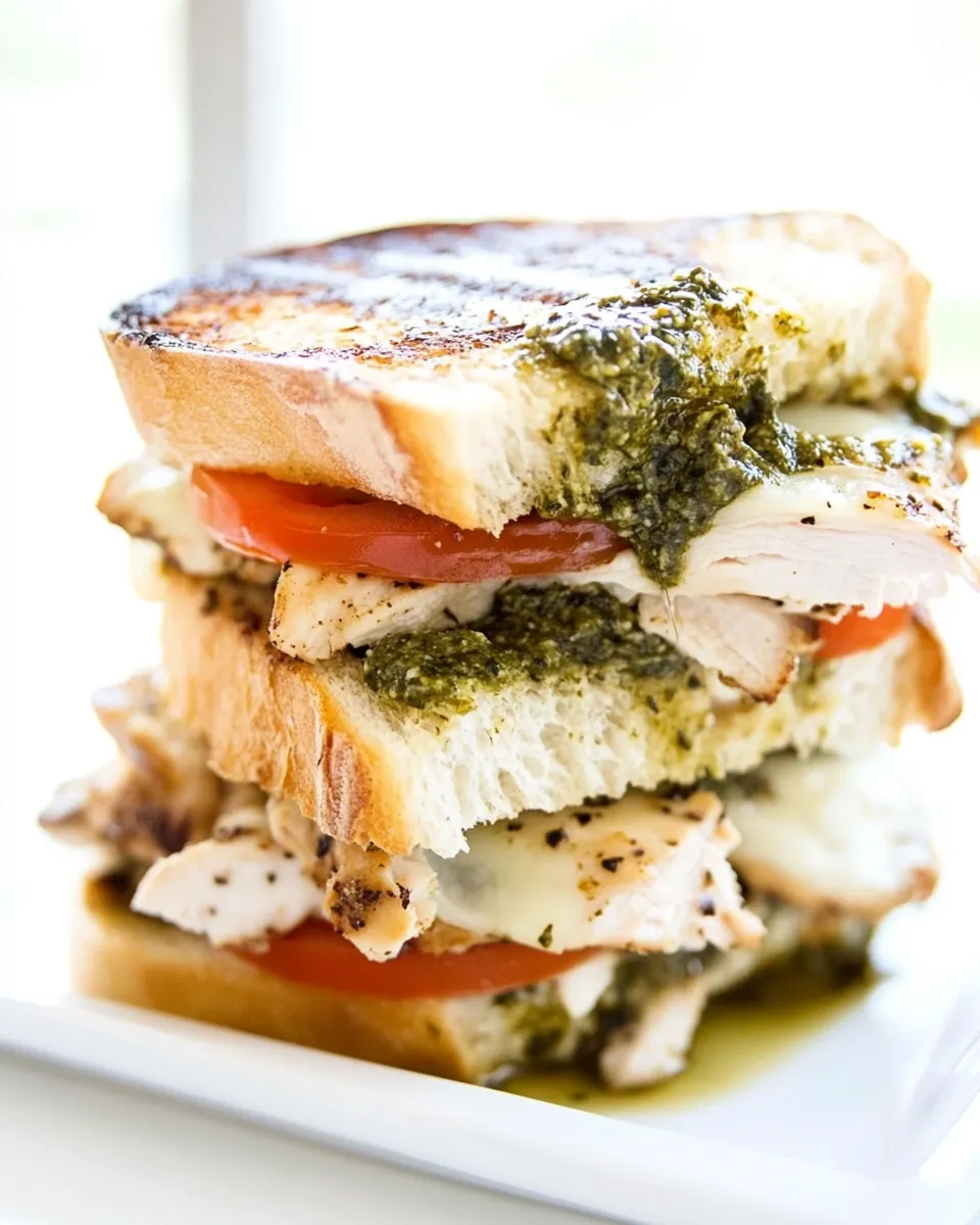 Homemade Pesto Chicken Sandwich on Sourdough photo